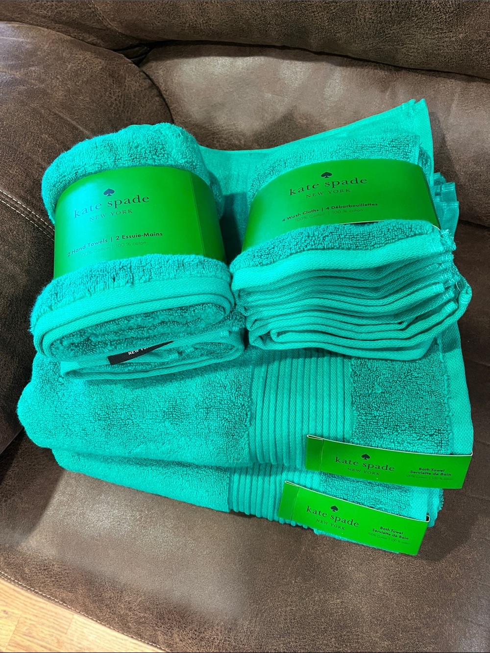 kate spade green towel set